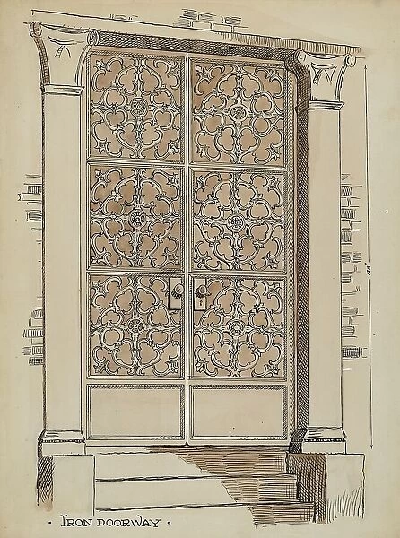 Wrought and Cast Iron Doorway, c. 1936. Creator: Al Curry