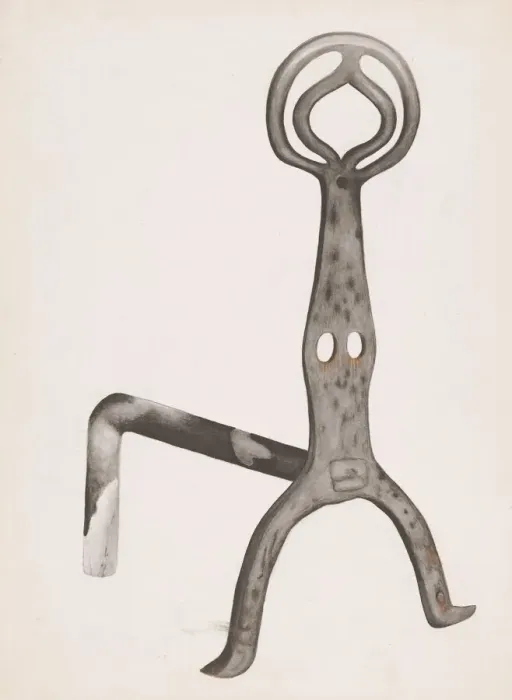 Framed Print : Wrought Iron Andiron, c. 1936. Creator: Natalie Simon Framed Print : Wrought Iron Andiron, c. 1936. Creator: Natalie Simon