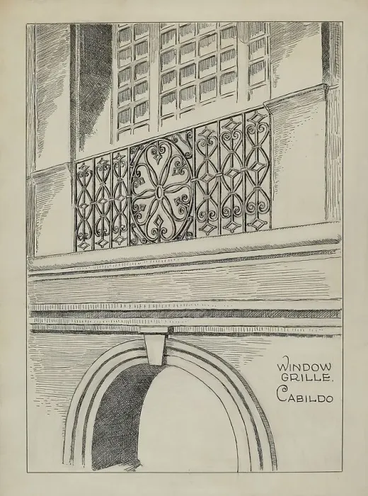 Framed Print : Wrought Iron Balcony Rail, c. 1936. Creator: Al Curry Framed Print : Wrought Iron Balcony Rail, c. 1936. Creator: Al Curry