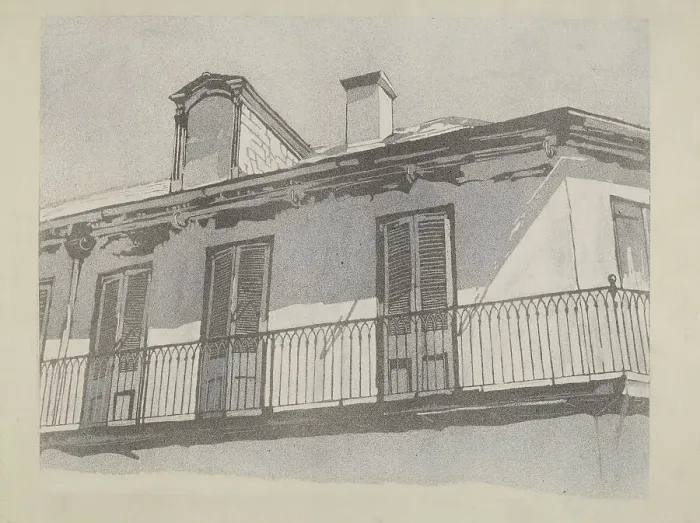 Framed Print : Wrought Iron Balcony Railing, c. 1936. Creator: Arelia Arbo Framed Print : Wrought Iron Balcony Railing, c. 1936. Creator: Arelia Arbo