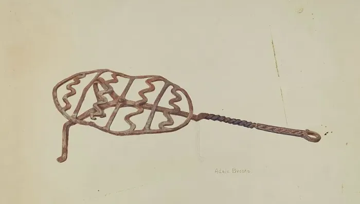 Framed Print : Wrought Iron Broiler, c. 1938. Creator: Adele Brooks Framed Print : Wrought Iron Broiler, c. 1938. Creator: Adele Brooks