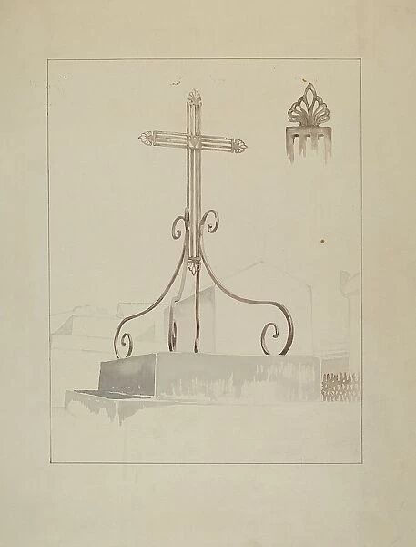 Wrought Iron Cross, c. 1936. Creator: Arelia Arbo