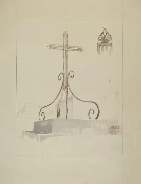 Framed Print : Wrought Iron Cross, c. 1936. Creator: Arelia Arbo Framed Print : Wrought Iron Cross, c. 1936. Creator: Arelia Arbo