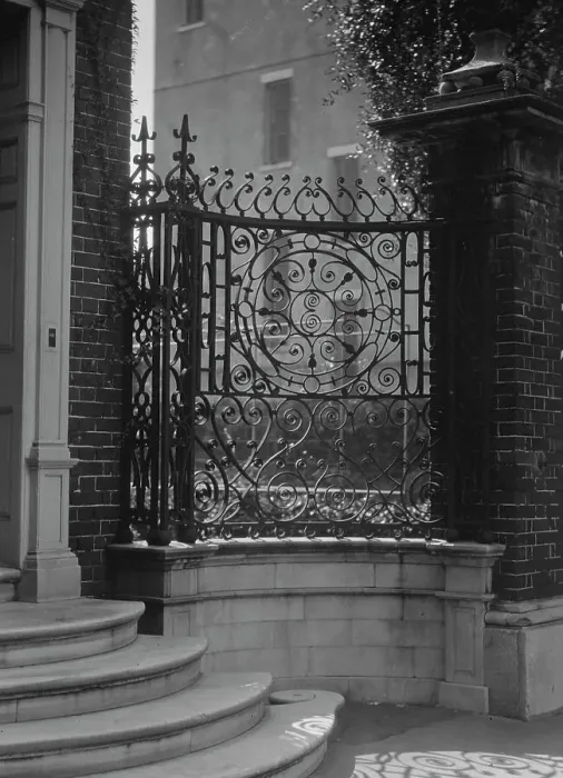 Framed Print : Wrought iron fence of the George Edwards House, 14 Laguerre [i.e. Legare Street]... c1920-c1926. Creator: Arnold Genthe