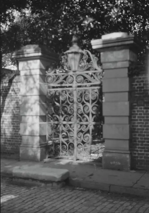 Framed Print : Wrought iron gate, New Orleans or Charleston, South Carolina, between 1920 and 1926. Creator: Arnold Genthe Framed Print : Wrought iron gate, New Orleans or Charleston, South Carolina, between 1920 and 1926. Creator: Arnold Genthe