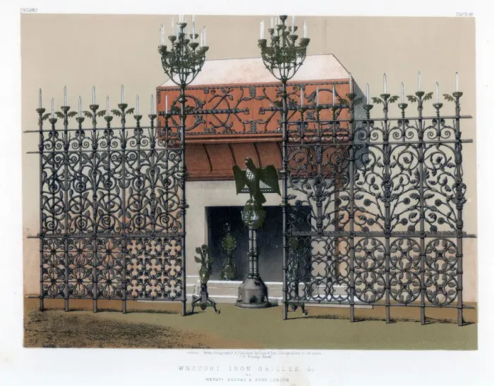 Framed Print : Wrought Iron Grilles, 19th century. Artist: John Burley Waring