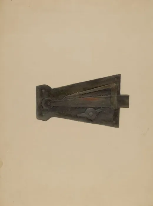 Framed Print : Wrought Iron Latch Lock, c. 1936. Creator: Henry Meyers Framed Print : Wrought Iron Latch Lock, c. 1936. Creator: Henry Meyers