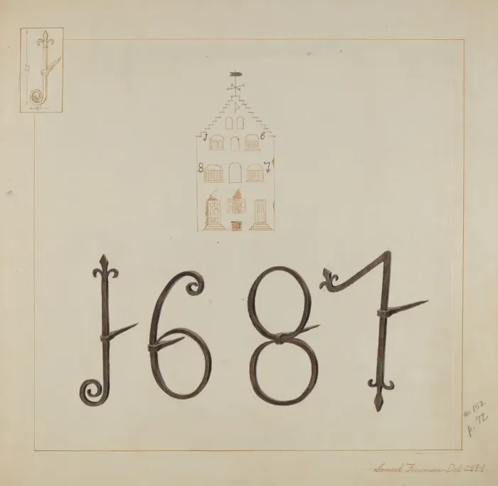 Framed Print : Wrought Iron Numerals, c. 1937. Creator: Samuel Fineman