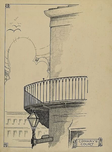 Wrought Iron Railing, c. 1936. Creator: Thomas Byrne