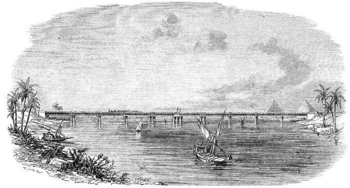 Framed Print : Wrought-Iron Railway-Bridge across the Nile, at Benha, 1856. Creator: Unknown Framed Print : Wrought-Iron Railway-Bridge across the Nile, at Benha, 1856. Creator: Unknown