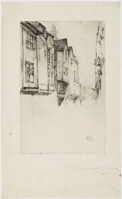 Framed Print : Wych Street, London, 1877. Creator: James Abbott McNeill Whistler Framed Print : Wych Street, London, 1877. Creator: James Abbott McNeill Whistler