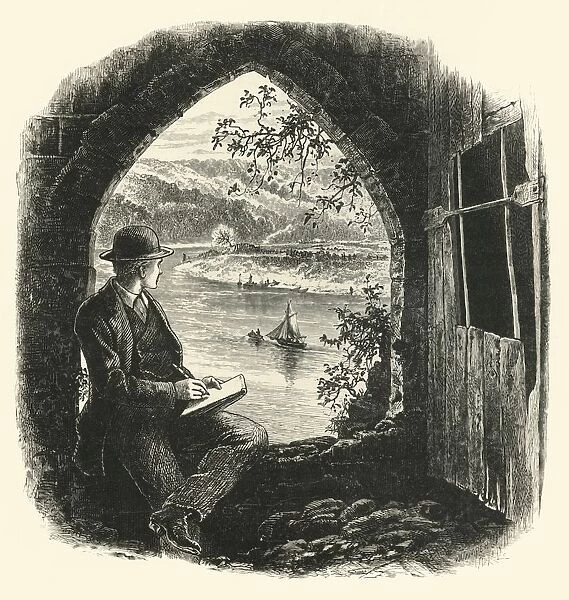 The Wye, from Chepstow Castle, 1870s. Creator: Josiah Wood Whymper