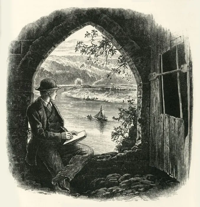 Framed Print : The Wye, from Chepstow Castle, c1870 Framed Print : The Wye, from Chepstow Castle, c1870