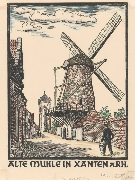 Framed Print : Mill in Xanten, 1871-1918. Creator: Henriëtte van Hove Framed Print : Mill in Xanten, 1871-1918. Creator: Henriëtte van Hove