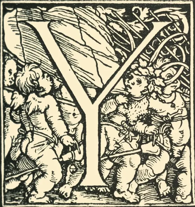 Framed Print : Y - An Alphabet by Hans Weiditz, c1520-1521, (1908). Creator: Hans Weiditz Framed Print : Y - An Alphabet by Hans Weiditz, c1520-1521, (1908). Creator: Hans Weiditz