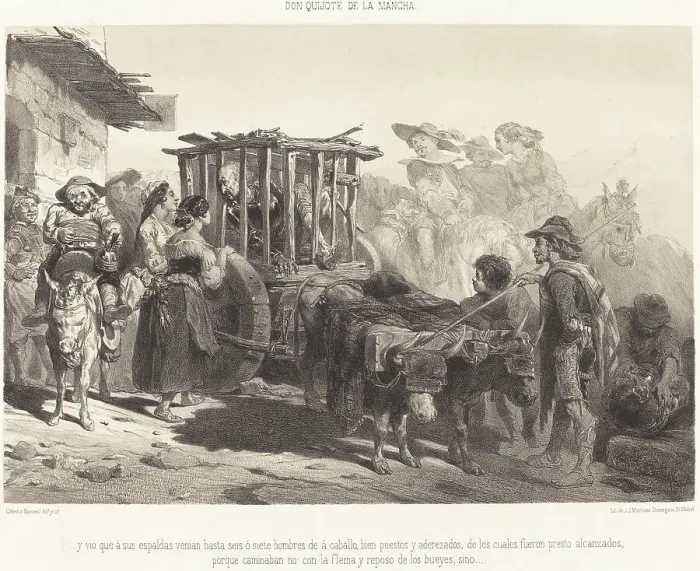 Framed Print : y vio que à sus espaldas venian hasta seis ó siete hombres... c. 1855. Creator: Célestin Nanteuil Framed Print : y vio que à sus espaldas venian hasta seis ó siete hombres... c. 1855. Creator: Célestin Nanteuil