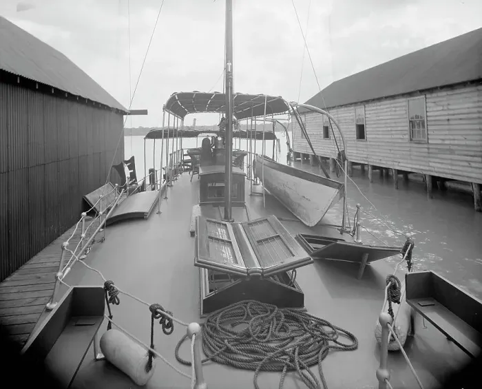 Framed Print : Yacht Althea, deck, between 1907 and 1915. Creator: Unknown Framed Print : Yacht Althea, deck, between 1907 and 1915. Creator: Unknown