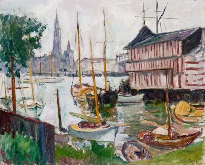 Framed Print : Yacht Basin at Sainte-Anne, Antwerp. Artist: Friesz, Achille-Emile-Othon (1879-1949) Framed Print : Yacht Basin at Sainte-Anne, Antwerp. Artist: Friesz, Achille-Emile-Othon (1879-1949)