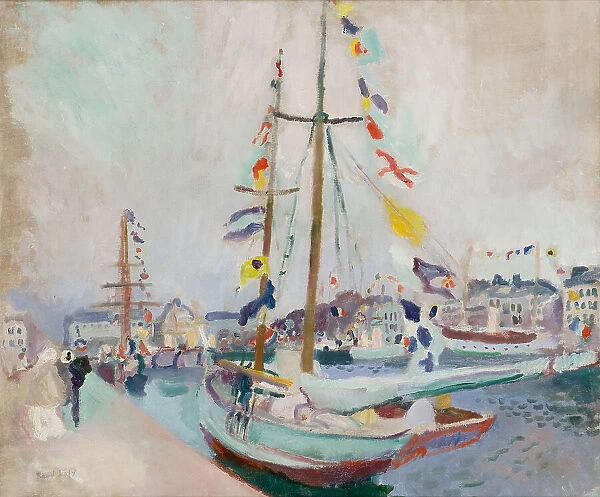 Yacht with Flags at Le Havre. Creator: Dufy, Raoul (1877-1953)