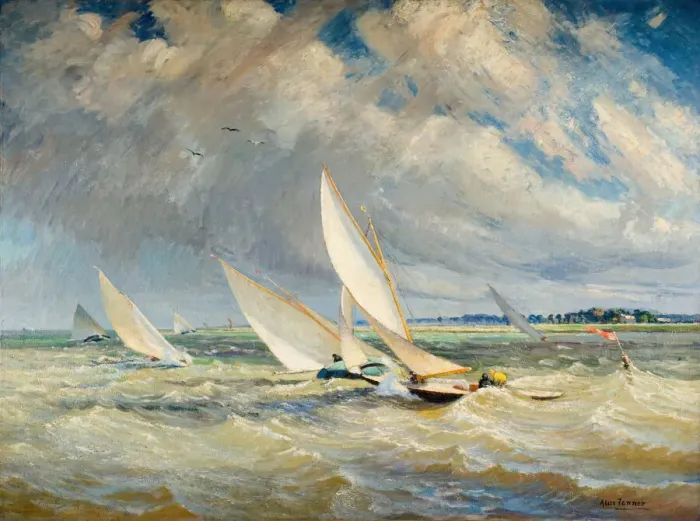 Framed Print : Yachts Racing In Bad Weather - Burnham-On-Crouch, 1919. Creator: Alice Maud Fanner Framed Print : Yachts Racing In Bad Weather - Burnham-On-Crouch, 1919. Creator: Alice Maud Fanner