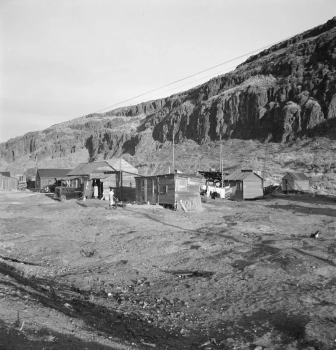 Framed Print : Yakima Indian village, on the Columbia River... Celilo, Wasco County, Oregon, 1939. Creator: Dorothea Lange Framed Print : Yakima Indian village, on the Columbia River... Celilo, Wasco County, Oregon, 1939. Creator: Dorothea Lange