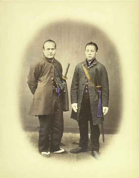 Framed Print : Yakunins in Semi-Foreign Costume, about 1868. Creator: Felice Beato Framed Print : Yakunins in Semi-Foreign Costume, about 1868. Creator: Felice Beato