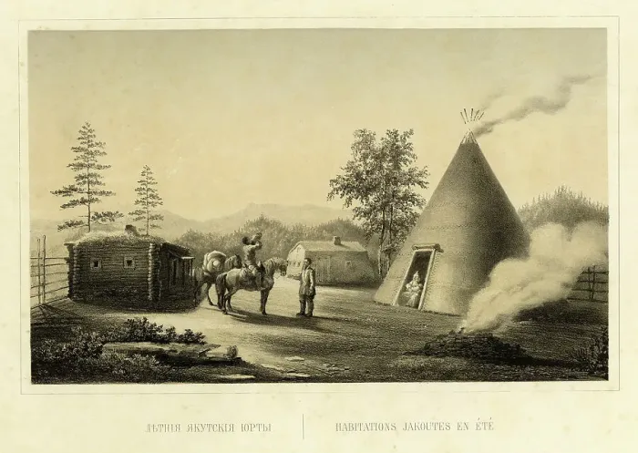 Framed Print : Yakut Summer Yurts, 1856. Creator: Ivan Dem'ianovich Bulychev Framed Print : Yakut Summer Yurts, 1856. Creator: Ivan Dem'ianovich Bulychev