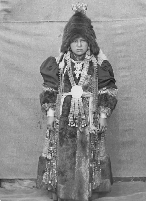Framed Print : Yakut woman in festive attire, 1890. Creator: Unknown Framed Print : Yakut woman in festive attire, 1890. Creator: Unknown