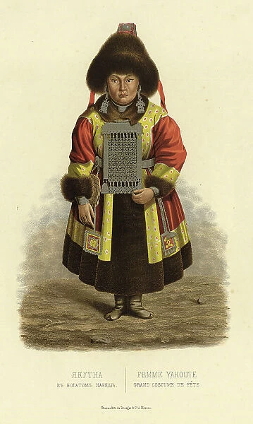 Yakut Woman in Rich Folk Attire, 1856. Creator: Ivan Dem'ianovich Bulychev