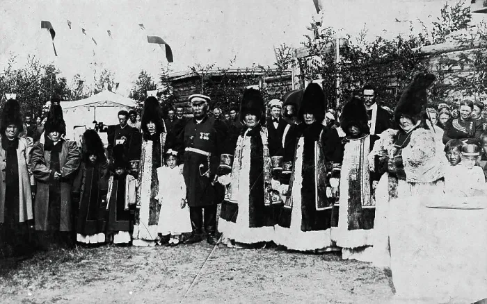 Framed Print : Yakuts on a holiday, late 19th cent - early 20th cent. Creator: I Popov Framed Print : Yakuts on a holiday, late 19th cent - early 20th cent. Creator: I Popov