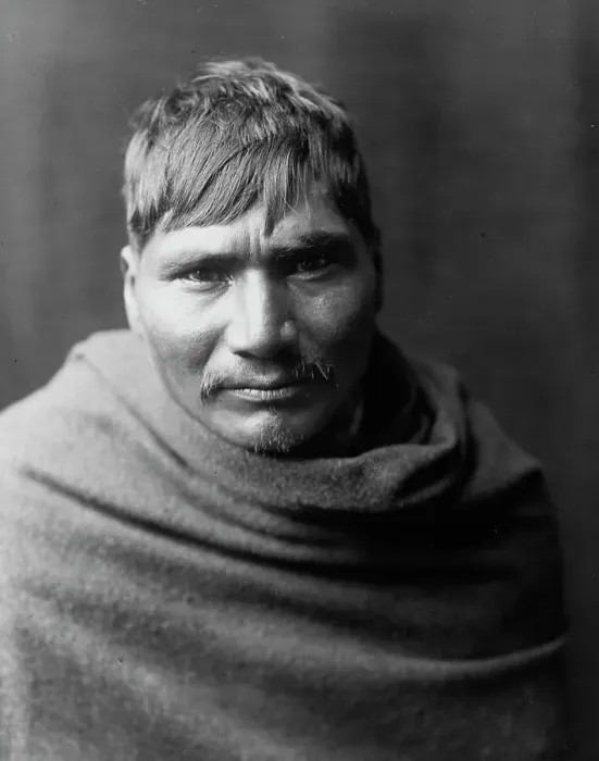 Framed Print : Yaqui man, head-and-shoulders portrait, facing front, c1907. Creator: Edward Sheriff Curtis Framed Print : Yaqui man, head-and-shoulders portrait, facing front, c1907. Creator: Edward Sheriff Curtis