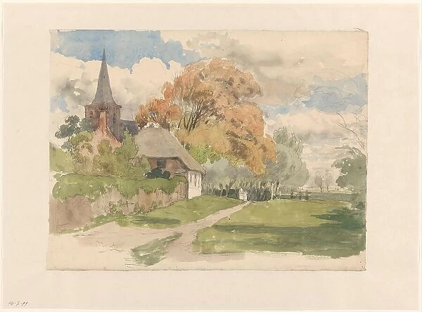 Yard at a village church, 1845-1925. Creator: Julius Jacobus van de Sande Bakhuyzen