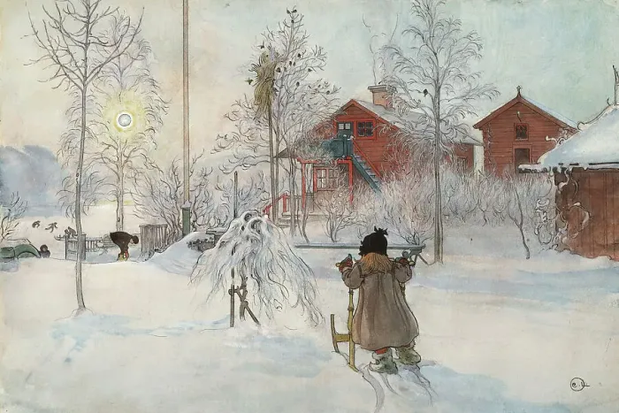 Framed Print : The Yard and Washhouse. From A Home (26 watercolours). Creator: Carl Larsson Framed Print : The Yard and Washhouse. From A Home (26 watercolours). Creator: Carl Larsson