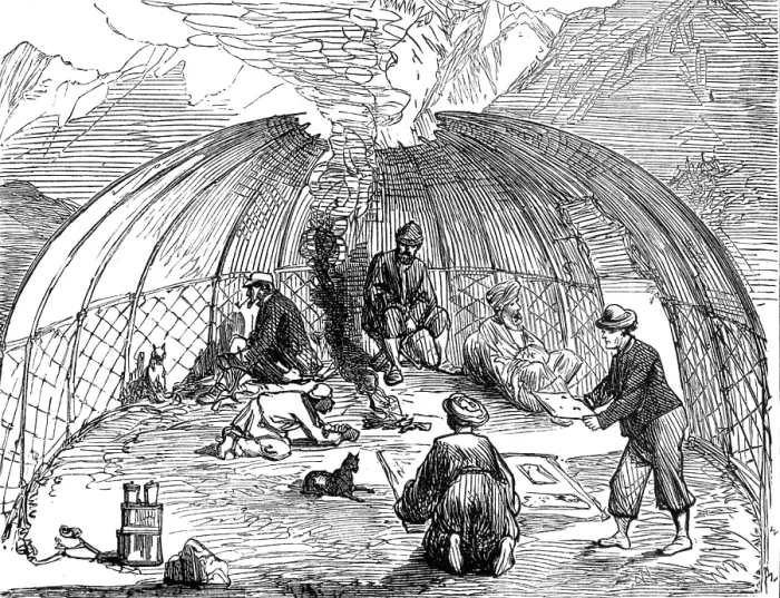 Framed Print : The Yarkund Mission: akoe or Kirgiz tent, occupied by the travelling party, 1874. Creator: Unknown Framed Print : The Yarkund Mission: akoe or Kirgiz tent, occupied by the travelling party, 1874. Creator: Unknown