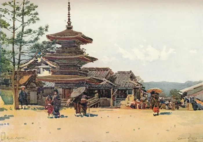 Framed Print : Yasaka Pagoda, Kyoto, Japan, c1909. Artist: Robert Weir Allan Framed Print : Yasaka Pagoda, Kyoto, Japan, c1909. Artist: Robert Weir Allan