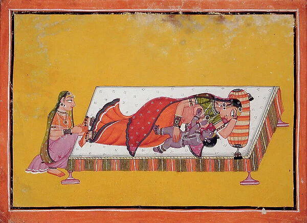 Yashoda Suckling the Infant Krishna, 18th century. Creator: Unknown