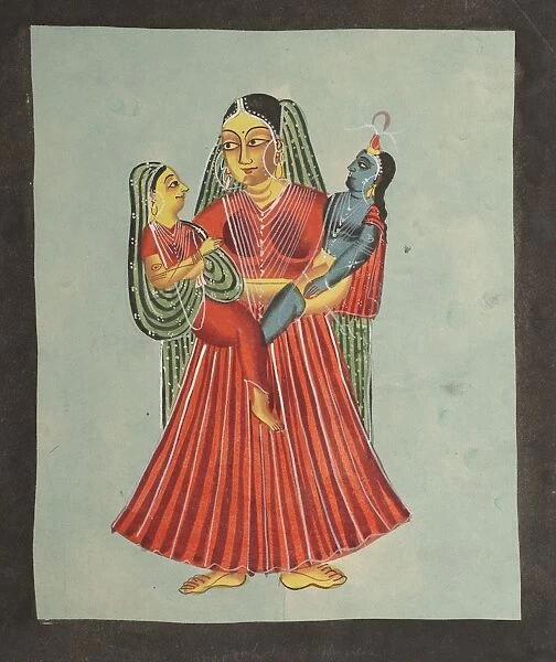 Yasoda Holding Krishna and Radha, 1800s. Creator: Unknown
