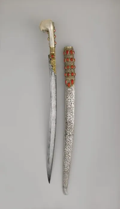 Framed Print : Yatagan with Scabbard, Anatolian or Balkan, dated 1802-3. Creator: Unknown Framed Print : Yatagan with Scabbard, Anatolian or Balkan, dated 1802-3. Creator: Unknown