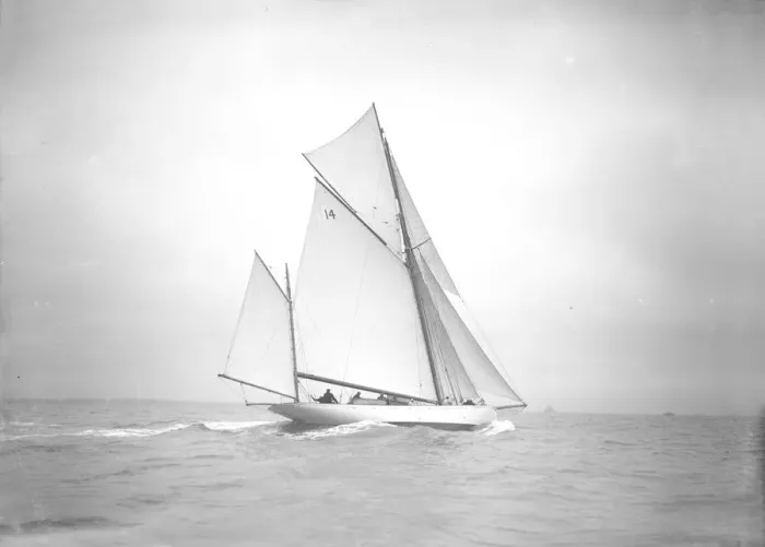 Framed Print : The yawl Celia under way, 1911. Creator: Kirk & Sons of Cowes Framed Print : The yawl Celia under way, 1911. Creator: Kirk & Sons of Cowes