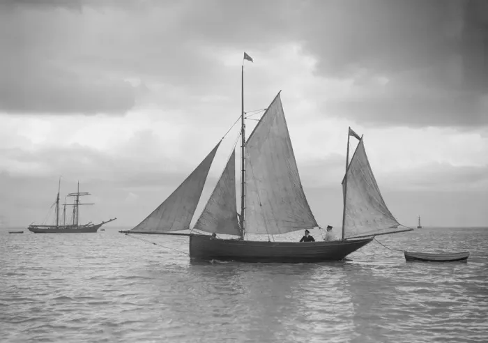 Framed Print : Yawl and tender, 1912. Creator: Kirk & Sons of Cowes Framed Print : Yawl and tender, 1912. Creator: Kirk & Sons of Cowes