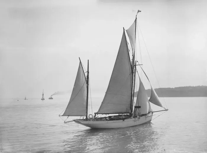 Framed Print : Yawl under way, 1911 Framed Print : Yawl under way, 1911