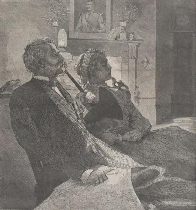 Framed Print : Another Year by the Old Clock (Harpers Bazar, Vol. III), January 1, 1870 Framed Print : Another Year by the Old Clock (Harpers Bazar, Vol. III), January 1, 1870