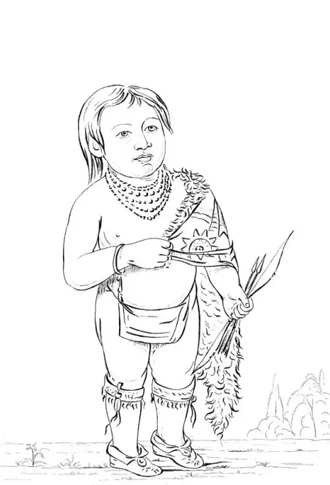 Framed Print : Six year old Native American chief, 1841. Artist: Myers and Co Framed Print : Six year old Native American chief, 1841. Artist: Myers and Co