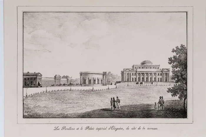 Framed Print : The Yelagin Palace at Saint Petersburg (Series Views of Saint Petersburg), 1820s. Artist: Pluchart, Alexander (1777-1827) Framed Print : The Yelagin Palace at Saint Petersburg (Series Views of Saint Petersburg), 1820s. Artist: Pluchart, Alexander (1777-1827)