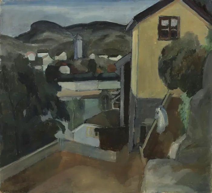 Framed Print : The yellow House in Risor, 1922. Creator: Otto Emil Johansen Framed Print : The yellow House in Risor, 1922. Creator: Otto Emil Johansen
