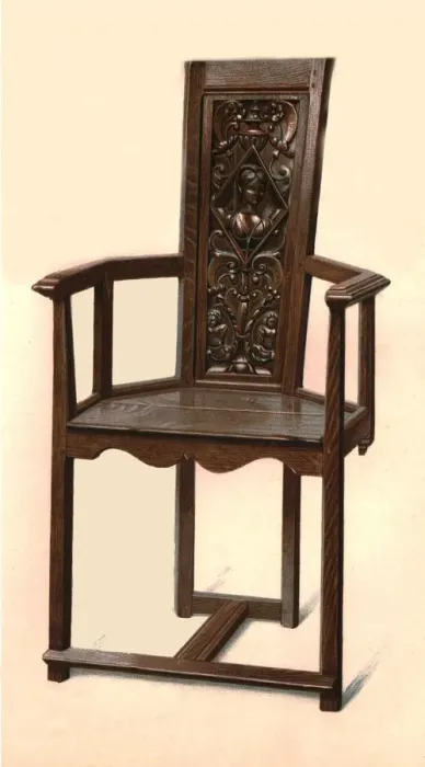 Framed Print : Yew chair, 1904. Artist: Shirley Slocombe Framed Print : Yew chair, 1904. Artist: Shirley Slocombe
