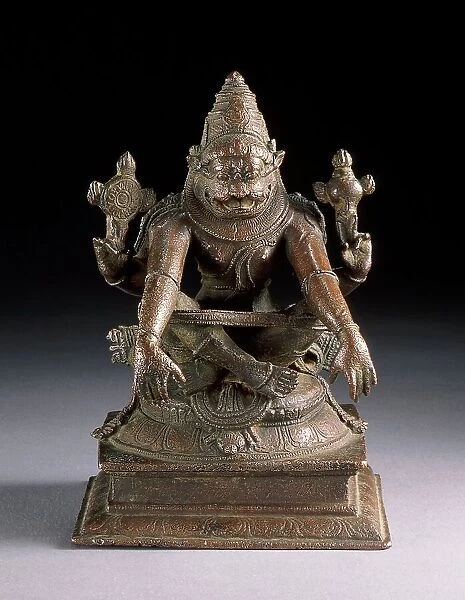 Yoga-Narasimha, Man-Lion Avatar of Vishnu in Yogic Posture, 15th century. Creator: Unknown