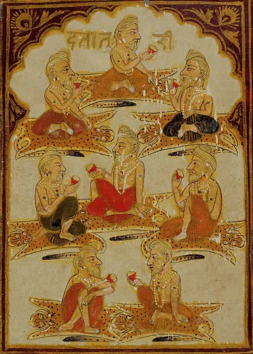 Framed Print : Eight Yogis, Number Eight of the Ishana Suit, Playing Card from a 32-Suit Dashavatara... c1800. Creator: Unknown