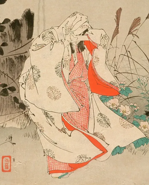 Framed Print : Yokobue Waiting from Takiguchi Tokiyori by Moonlight at Horinji, 1890. Creator: Tsukioka Yoshitoshi Framed Print : Yokobue Waiting from Takiguchi Tokiyori by Moonlight at Horinji, 1890. Creator: Tsukioka Yoshitoshi