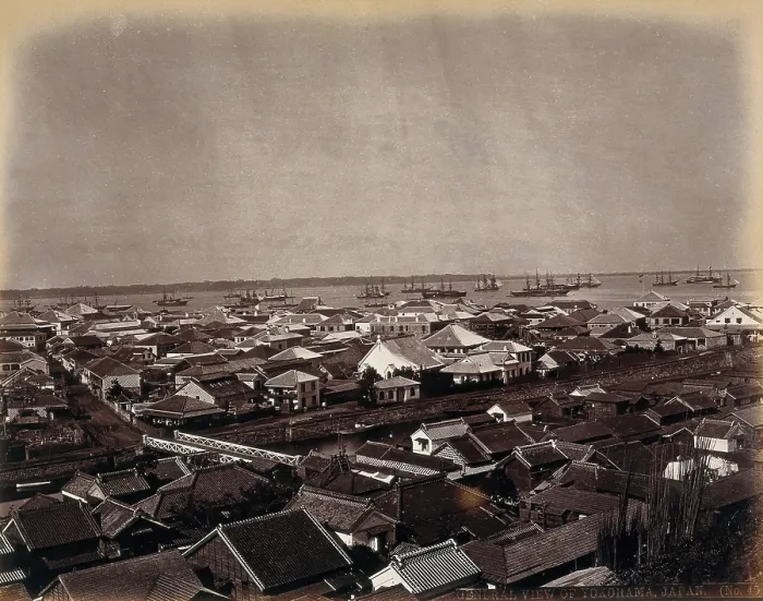 Framed Print : Yokohama, Japan: panoramic view of the native and European residences in Yokohama town... c1873. Creator: William Pryor Floyd Framed Print : Yokohama, Japan: panoramic view of the native and European residences in Yokohama town... c1873. Creator: William Pryor Floyd
